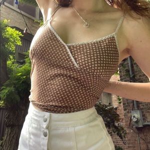 Flowy Brown Print Top with Open Back